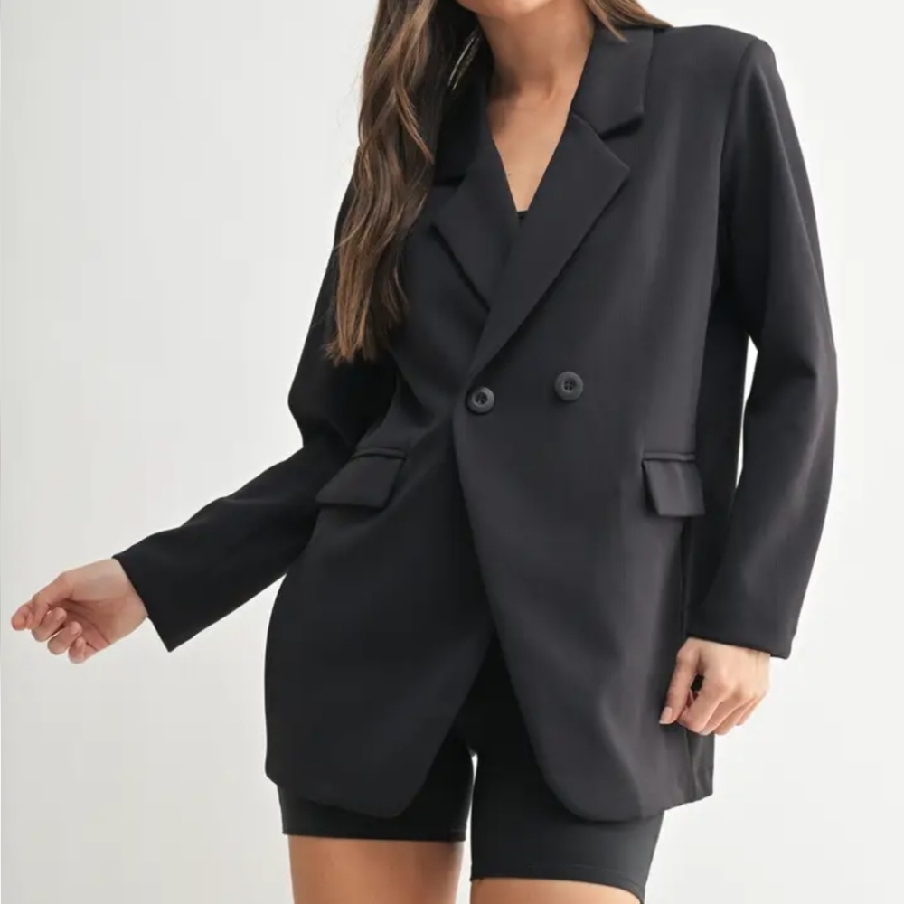 Mono B Black Oversized Blazer